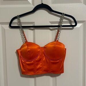 Akira | Orange bustier with rhinestone straps